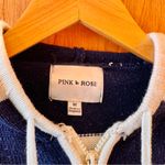 Pink Rose  Knit Navy and White Striped Hoodie M Photo 4