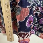 Very J Dress Womens Large Navy Purple Floral Boho Long Sleeve Lined Tie Front Photo 5