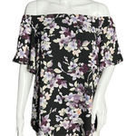 White House | Black Market Shirt Womens Small Black Purple Floral Off Shoulder Photo 0