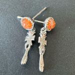 S925 Orange Opal Dangle Totem Earrings Photo 2