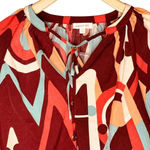 Anthropologie August Sky by  Geometric Print Relaxed Fit Peasant Boho Blouse Photo 2