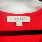 Loft NWT  Ribbed Bright Candy Apple Red‎ Long Sleeve Top Large Crew Neck Stretch Photo 2