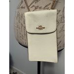 Coach  Leather Phone Wallet Crossbody Bag Cream Gold Chain Photo 2