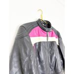 ZARA  Black Pink Motorcycle Biker Jacket Size Large Vegan Leather Grunge Gothic Photo 7