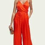 Scotch & Soda Red Silk Satin Spaghetti Cami Camisole Wrap Romper Jumpsuit Sz XS Photo 0