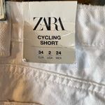 ZARA Distressed Jean Shorts Raw Hem White Sz 2 Denim Bermuda NWT Spring Preppy Photo 3