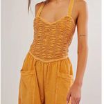 Free People forever and always Yellow Melo Pearl jumpsuit size xl Photo 2