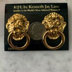 Kenneth Jay Lane Lions Head Door Knocker Clip On Earrings Gold Tone New Photo 3