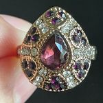 Water drop purple crystal CZ gold plated ring size 7.5 Photo 4