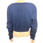Aéropostale Argyle Cropped Cardigan XL Navy Blue Preppy Knit Button Front Photo 3