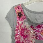 INC Floral Beaded Fairy Sequin Gray Top Size Medium Photo 2