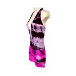 Vibrant Tie Dye Halter Plunging Romper Bodysuit. Pink / Black. One Size Fits All Photo 4