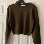 We Wore What Cropped Sweater shoulder pads olive green small oversized like new Photo 1