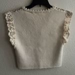 ZARA  Cream Lace Trim Combination Knit Top S Photo 8
