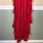 Pretty Little Thing Women’s Red Ruffle Off the Shoulder Leg Slits Maxi Dress Photo 6