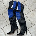 Faux Leather Motocross Thigh High Boot (New) Size 8/39 Black Photo 2