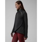 Athleta  Cozy Karma Asym Pullover Fleece Lined Sweatshirt Top Black Med #759 Photo 1