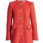 Something Navy | XXS | Bouclé Fitted Gold Button Front Jewel Neck Blazer Jacket Photo 3