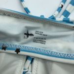 Aerie  Stars and Stripes Lace Up Front Bikini Top High Neck Blue White S Photo 2