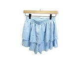 SheIn Women’s Light Blue Layered Ruffle Hem Shorts S Summer Girly Photo 3