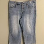 LOGO By Lori Goldstein  Wide Leg Crop Jeans Button Fly Light Wash Size 14 High Photo 0