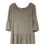 Cable & Gauge Ruffle Edge Gray Shirt with Bell Sleeves Photo 0