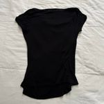 Y2K Black short sleeve top with draped detail on the front Size small Photo 3