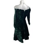 Women's Green Velvet Velour Handmade Half Sleeve Scalloped A Line Mini Dress S Photo 1