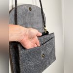 Vintage Marty Fuerst Detroit Suede Leather Purse Gray Floral Crossbody Clutch Photo 8