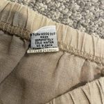 Heaven Pants Womens Medium 100% Linen Wide Leg Beige Pull On Cropped Ankle High Tan Photo 3