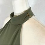 Bebe olive green cross back mock neck bodycon midi dress size large Photo 3