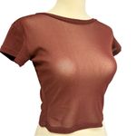 Free People  Intimately Crop Mesh Tee Bundle - Sizes XS & S, Brown and Dark Brown Photo 4