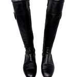Tory Burch Selma Black Leather Knee High Riding Boots Gold Logo Women’s Size 7 Photo 1