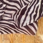 Zebra print mesh long sleeve mock neck shirt White Photo 4