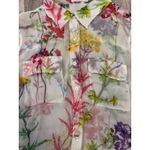 Equipment Femme Sheer Floral Silk Button Up Shirt Size Medium White Photo 5