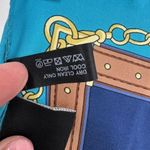 Vintage Ninto 100% Silk Square Hand Rolled Scarf Equestrian Blue Turquoise Photo 4