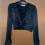 ZARA Black Satin Long Sleeve Top Photo 0