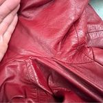 Vint 60s 70s Red Leather & Silver Fox Fur Collar Mrs Claus Christmas Trench Coat Size XL Photo 15
