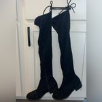 None Knee High Black Velvet Boots Photo 2