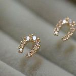CZ Tiny Horseshoe Stud Earrings for Women Daily Simple Style Gold Photo 3