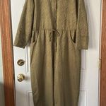 Urban Outfitters Out From Under Jayce Jacquard Jumpsuit Womens S Olive Green Satin Embossed Photo 1