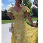 Free People  Floral Smocked Puff-Sleeve Midi Dress - XS (new) Photo 1