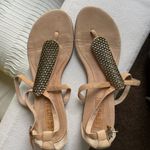Schutz  flats in neutral tan leather Strappy summer flats metal detail gold Photo 1