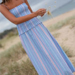 Boutique Sleeveless Smocked Striped Maxi Dress Spaghetti Strap Hampton Stripe Sundress Photo 0
