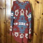 Warm and cozy life style Aztec cardigan orange/gray size medium fuzzy top Photo 4