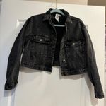 Cropped Black Denim Jacket Size M Photo 0