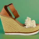 See By Chloe Glyn Ankle Strap Espadrille CHLOÉ Wedge Tartan Sandals US 10 EU 40 Photo 0