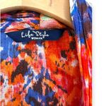 Life Style Women | 1X | Open Front Abstract Cardigan Kimono Top Coverup Orange Photo 1