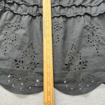 Bandolino Women Black Blouse Size 14 Button Down 3/4 Sleeve Eyelet Tie Waist Top Photo 6