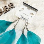 Nine West Women’s Earrings Blue Teal Feathers Photo 4